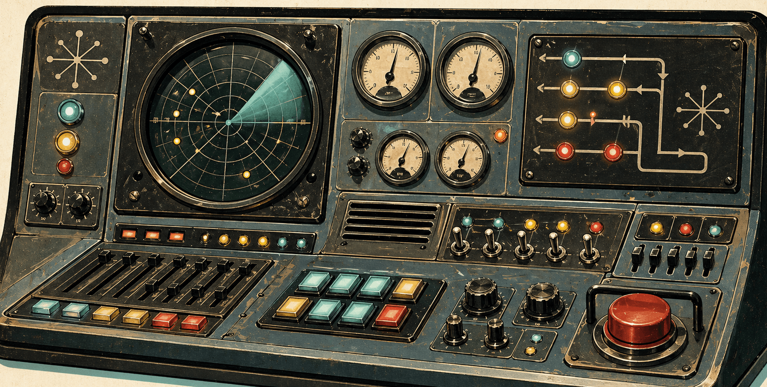 Painel analogico com indicadores de controle operacional